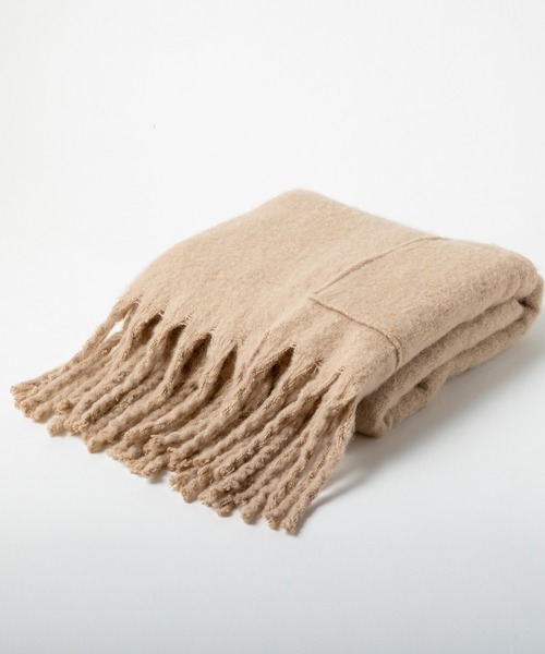 OMNES（オムネス）の「起毛2WAY大判フリンジストール（マフラー・レディース・ベージュ/アイボリー/モカ/ブラウン/ブラック系その他/ブラウン系その他/イエロー/ハウンドトゥース/パープル/グリーン・FREE）」の20枚目の写真