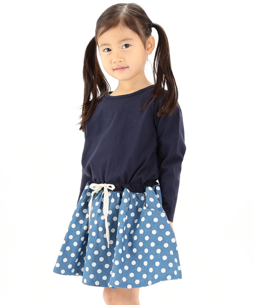 B:MING by BEAMS（ビーミングバイビームス）の「ビーミング by ビームス / コンビネーションワンピース（ワンピース・キッズ・ホワイト/ネイビー・100/120/90/110/130/80）」の2枚目の写真