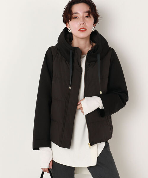 NOLLEY’S（ノーリーズ）の「◇【WEB限定】カットボンディング×スムースタフタダウン（ダウンジャケット/コート・レディース・ブラック/チャコールグレー/ベージュ・FREE）」の2枚目の写真