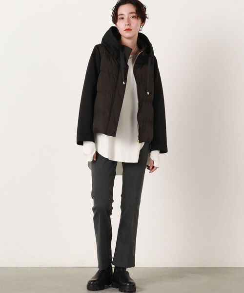 NOLLEY’S（ノーリーズ）の「◇【WEB限定】カットボンディング×スムースタフタダウン（ダウンジャケット/コート・レディース・ブラック/チャコールグレー/ベージュ・FREE）」の16枚目の写真