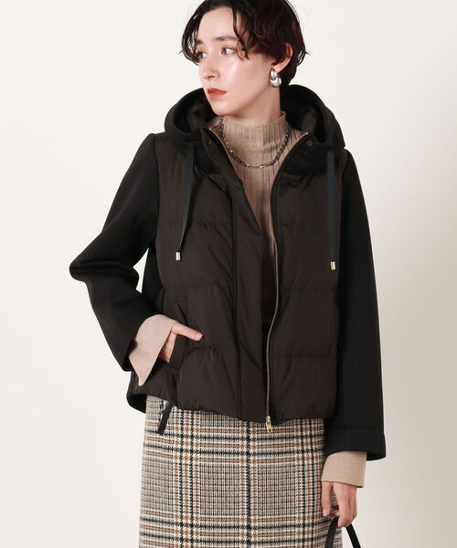 NOLLEY’S（ノーリーズ）の「◇【WEB限定】カットボンディング×スムースタフタダウン（ダウンジャケット/コート・レディース・ブラック/チャコールグレー/ベージュ・FREE）」の13枚目の写真