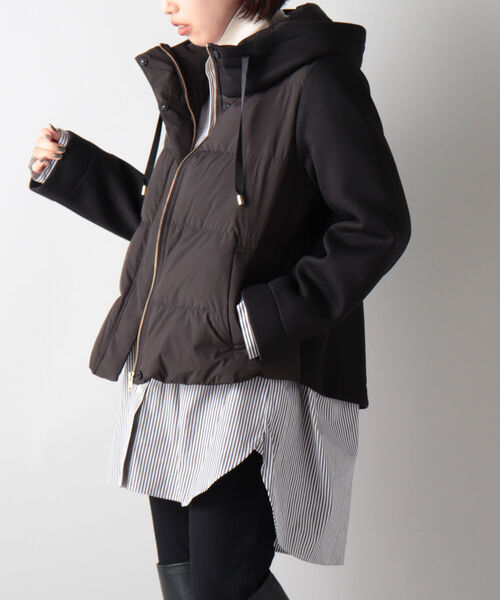 NOLLEY’S（ノーリーズ）の「◇【WEB限定】カットボンディング×スムースタフタダウン（ダウンジャケット/コート・レディース・ブラック/チャコールグレー/ベージュ・FREE）」の6枚目の写真