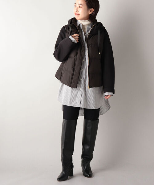 NOLLEY’S（ノーリーズ）の「◇【WEB限定】カットボンディング×スムースタフタダウン（ダウンジャケット/コート・レディース・ブラック/チャコールグレー/ベージュ・FREE）」の8枚目の写真