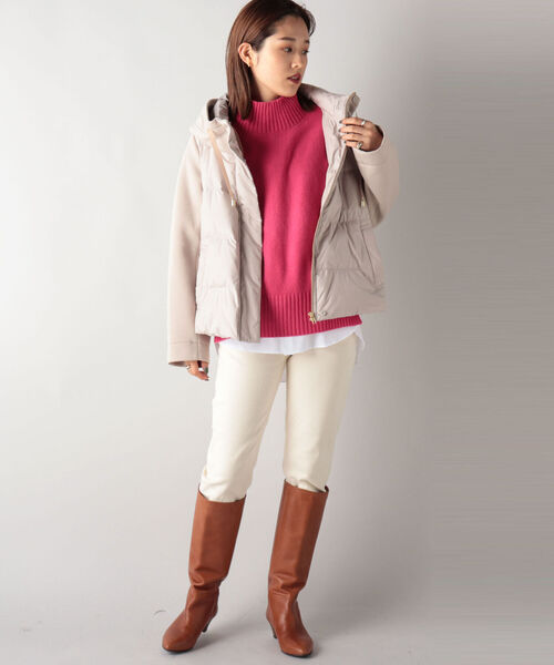 NOLLEY’S（ノーリーズ）の「◇【WEB限定】カットボンディング×スムースタフタダウン（ダウンジャケット/コート・レディース・ブラック/チャコールグレー/ベージュ・FREE）」の15枚目の写真