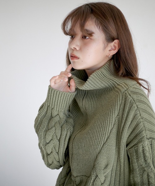 spoon store(スプーンストア)の「ハーフジップケーブルニット(ニット/セーター・レディース・グリーン/マスタード/ホワイト系その他・フリー)」の19枚目の写真
