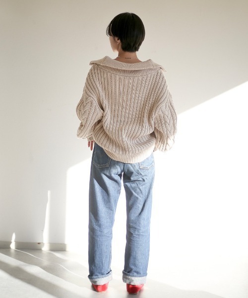 spoon store(スプーンストア)の「ハーフジップケーブルニット(ニット/セーター・レディース・グリーン/マスタード/ホワイト系その他・フリー)」の15枚目の写真