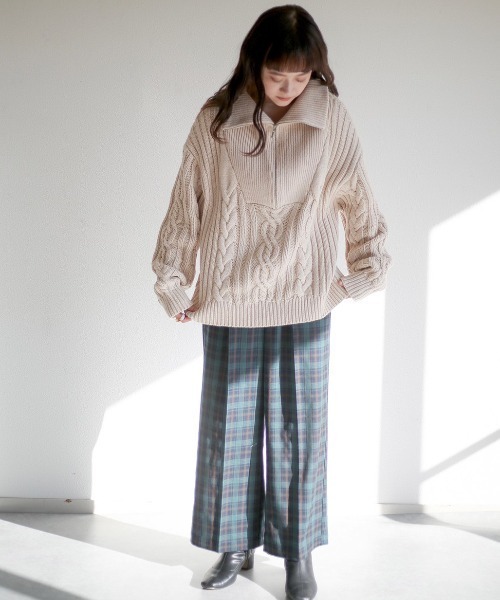 spoon store(スプーンストア)の「ハーフジップケーブルニット(ニット/セーター・レディース・グリーン/マスタード/ホワイト系その他・フリー)」の18枚目の写真