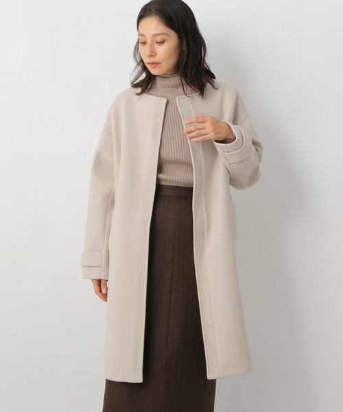 LEPSIM（レプシィム）の「クルーネックロングコート　235838（その他アウター・レディース・ブラック/ベージュ系その他・MEDIUM/LARGE）」の2枚目の写真