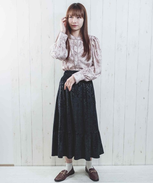 Hamble by Par Avion(ハンブルバイパラビオン)の「フラワースカート(スカート・レディース・ブラック/モカ・ONESIZE)」の9枚目の写真