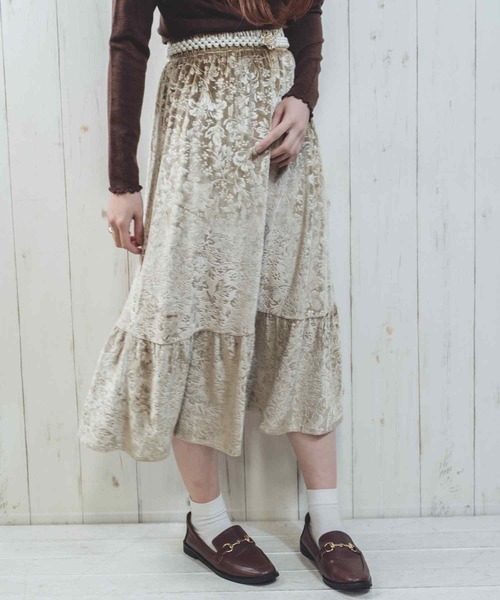 Hamble by Par Avion(ハンブルバイパラビオン)の「フラワースカート(スカート・レディース・ブラック/モカ・ONESIZE)」の10枚目の写真