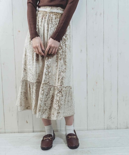 Hamble by Par Avion(ハンブルバイパラビオン)の「フラワースカート(スカート・レディース・ブラック/モカ・ONESIZE)」の12枚目の写真