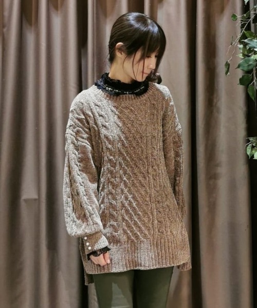axes femme（アクシーズファム）の「ベルト付クルーネックチュニ（チュニック・レディース・ミント/モカ/キナリ・FREE）」の2枚目の写真
