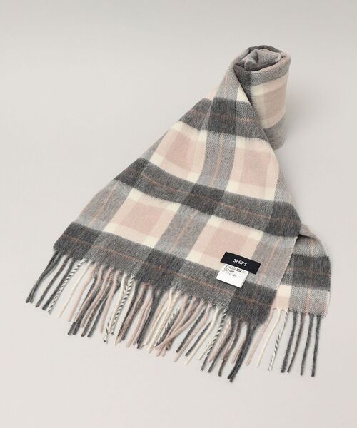 SHIPS（シップス）の「SHIPS: ウール/カシミヤ ベーシック チェック マフラー（マフラー・メンズ・ブラック/カーキ/ダークグレー/キャメル/ワイン/ネイビー・ONE SIZE）」の4枚目の写真