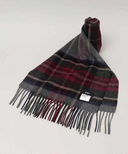 SHIPS（シップス）の「SHIPS: ウール/カシミヤ ベーシック チェック マフラー（マフラー・メンズ・ブラック/カーキ/ダークグレー/キャメル/ワイン/ネイビー・ONE SIZE）」の17枚目の写真