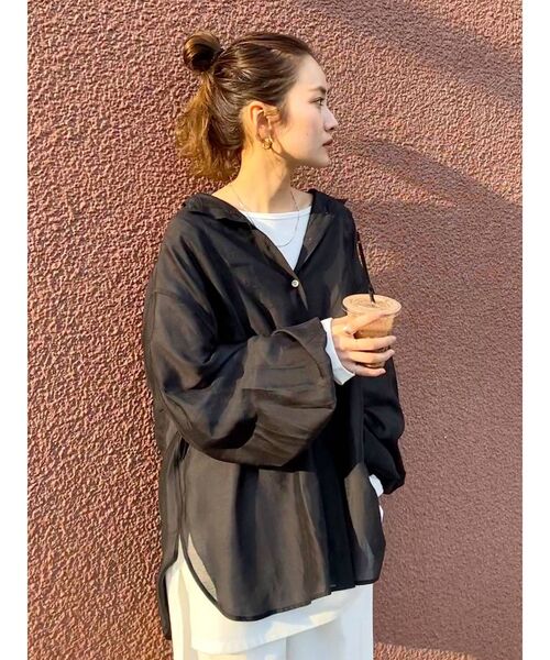 Ungrid（アングリッド）の「【WEB限定】スリーブボリュームシアーブラウス（シャツ/ブラウス・レディース・ブルー/ブラック/オレンジ/ピンク/グリーン系その他/ヘザーグレー/オフホワイト・FREE）」の15枚目の写真