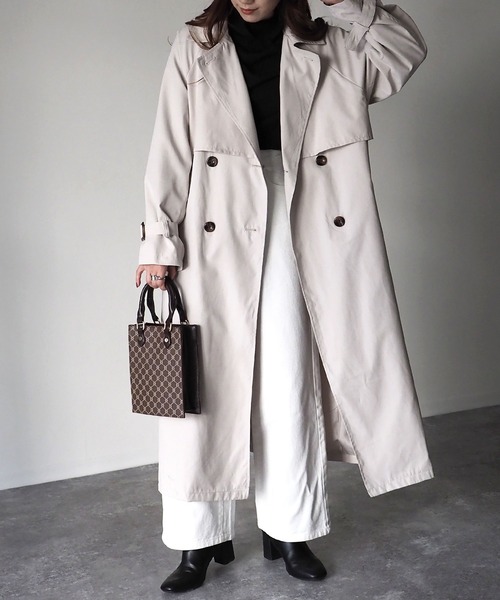 Riberry（リベリー）の「キャンディースリーブヨーク切替トレンチコート（トレンチコート・レディース・ベージュ/ライトベージュ/ブルー/グレイッシュベージュ/グレー/グリーン/イエロー・MEDIUM/LARGE）」の20枚目の写真