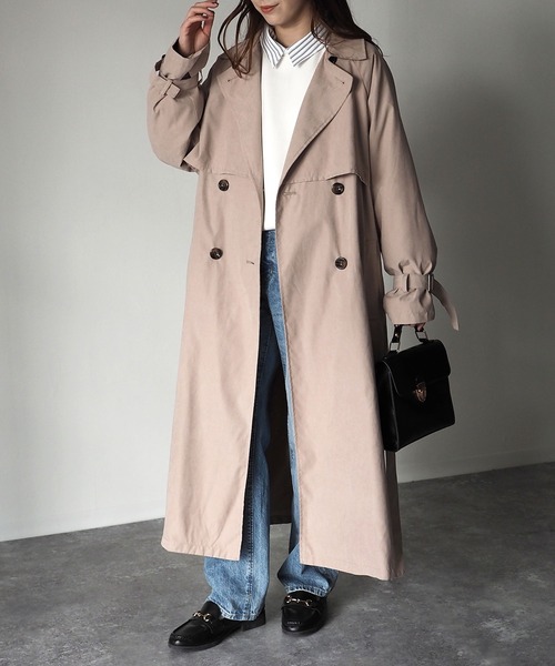 Riberry（リベリー）の「キャンディースリーブヨーク切替トレンチコート（トレンチコート・レディース・ベージュ/ライトベージュ/ブルー/グレイッシュベージュ/グレー/グリーン/イエロー・MEDIUM/LARGE）」の8枚目の写真