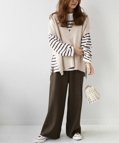 JOURNAL STANDARD relume（ジャーナルスタンダード　レリューム）の「《追加》製品染めVネックベスト◆（ベスト・レディース・ナチュラル/ネイビー/グリーン/ピンク・FREE）」の5枚目の写真