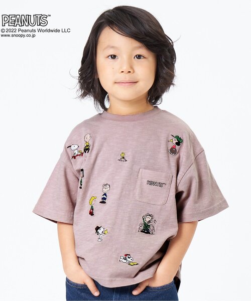 PEANUTS(ピーナッツ)の「PEANUTSコラボ 刺繍Tシャツ(Tシャツ/カットソー・キッズ・ピンク/イエロー/グリーン/チャコール/キナリ・90/100/110/120/80/130/95/140)」の1枚目の写真