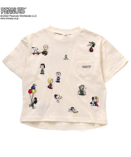 PEANUTS(ピーナッツ)の「PEANUTSコラボ 刺繍Tシャツ(Tシャツ/カットソー・キッズ・ピンク/イエロー/グリーン/チャコール/キナリ・90/100/110/120/80/130/95/140)」の2枚目の写真