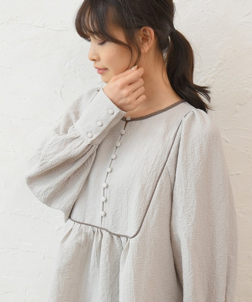 sango（sango）の「パイピングブラウス（シャツ/ブラウス・レディース・オフホワイト/グレー系その他/モカ・FREE）」の9枚目の写真