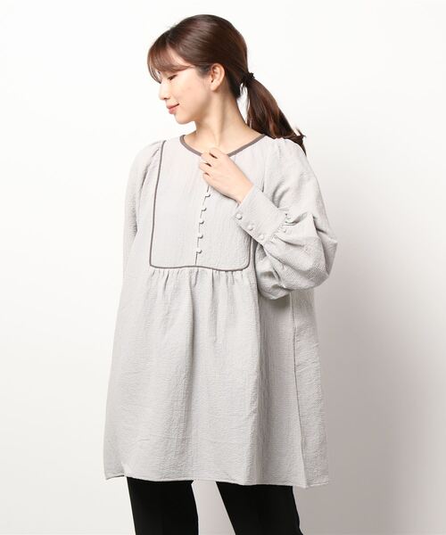 sango（sango）の「パイピングブラウス（シャツ/ブラウス・レディース・オフホワイト/グレー系その他/モカ・FREE）」の6枚目の写真