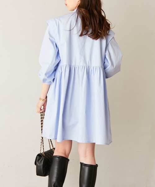 ブラウス シャツ ブロードフリルチュニックブラウス レディース wee9s ブラウス シャツ big collar frill blouse / 付け襟風
