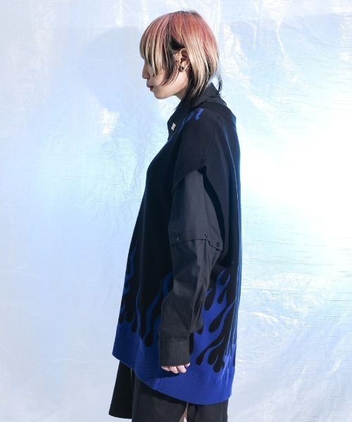 REFLEM（レフレム）の「『REFLEM/レフレム』ジャカードニットベスト（ベスト・レディース・ブラック×ホワイト/ブラック×レッド/ブラック×ブルー・FREE）」の6枚目の写真