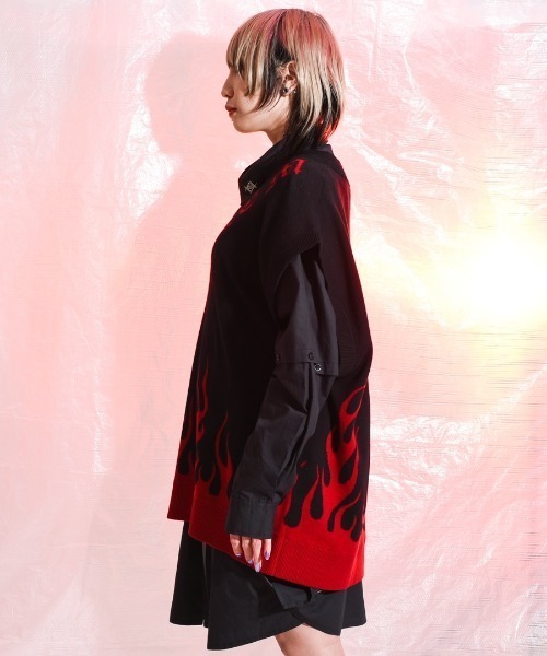 REFLEM（レフレム）の「『REFLEM/レフレム』ジャカードニットベスト（ベスト・レディース・ブラック×ホワイト/ブラック×レッド/ブラック×ブルー・FREE）」の11枚目の写真