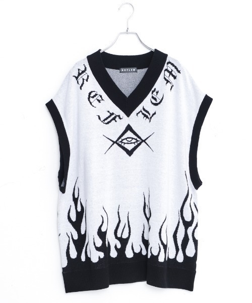 REFLEM（レフレム）の「『REFLEM/レフレム』ジャカードニットベスト（ベスト・レディース・ブラック×ホワイト/ブラック×レッド/ブラック×ブルー・FREE）」の21枚目の写真