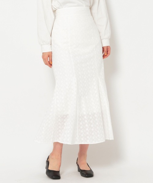 mysty woman(ミスティウーマン)の「刺繍レースマーメイドスカート 272565(スカート・レディース・ブラウン/オフホワイト/ピンク・FREE)」の8枚目の写真