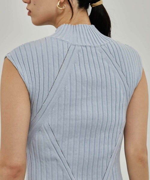 CITY TOKYO（シティトウキョウ）の「【手洗い可能】【伸縮性】シェイプリブニットノースリーブタイトワンピース【A＋TOKYO / エープラストウキョウ】（ワンピース・レディース・ダークグレー/ブラック/オレンジ/ライム/サックスブルー・1/2）」の12枚目の写真