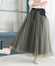 osharewalker | 『デニム切替配色チュールスカート』(スカート)