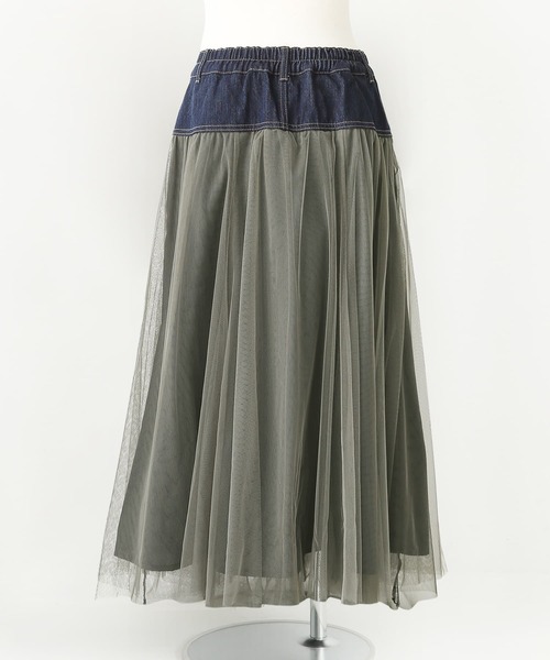 osharewalker(オシャレウォーカー)の「【廃盤】『デニム切替配色チュールスカート』(スカート・レディース・カーキ/グレー・1/2)」の19枚目の写真