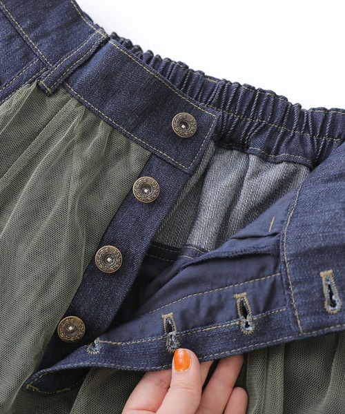 osharewalker(オシャレウォーカー)の「【廃盤】『デニム切替配色チュールスカート』(スカート・レディース・カーキ/グレー・1/2)」の20枚目の写真