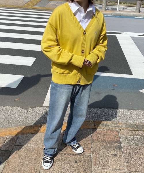 PairPair(ペアペア)の「ワンポイントVネック刺繍カーディガン(ユニセックス)(カーディガン/ボレロ・メンズ・ピンク/オレンジ/アイボリー/イエロー/ライトブルー・MEDIUM/LARGE)」の19枚目の写真