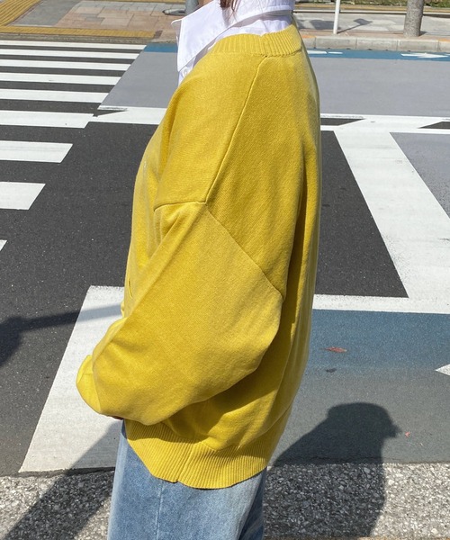 PairPair(ペアペア)の「ワンポイントVネック刺繍カーディガン(ユニセックス)(カーディガン/ボレロ・メンズ・ピンク/オレンジ/アイボリー/イエロー/ライトブルー・MEDIUM/LARGE)」の21枚目の写真