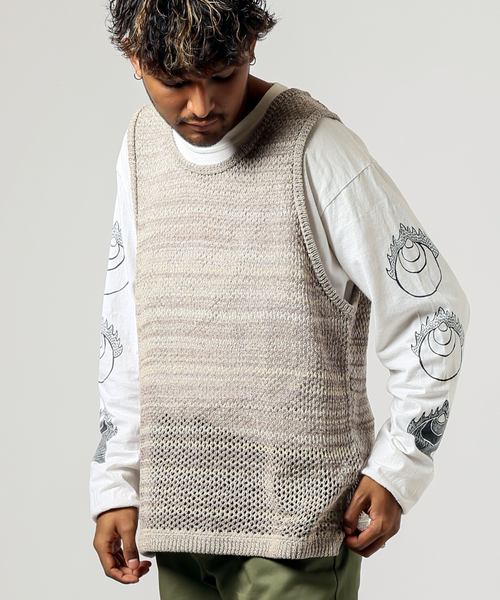 JOINT WORKS（ジョイントワークス）の「JW-MESH ニットタンクトップ（ベスト・メンズ・ベージュ/ピンク・MEDIUM/LARGE）」の8枚目の写真