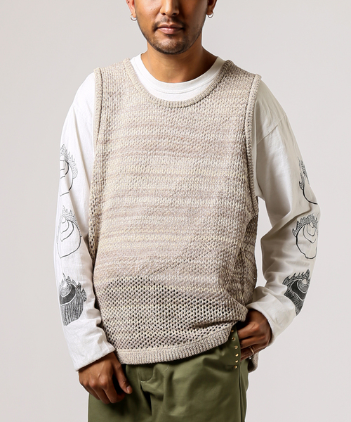 JOINT WORKS（ジョイントワークス）の「JW-MESH ニットタンクトップ（ベスト・メンズ・ベージュ/ピンク・MEDIUM/LARGE）」の17枚目の写真