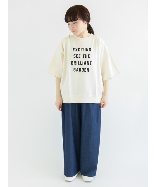 Samansa Mos2(サマンサ モスモス)の「インレイプリントTシャツ(Tシャツ/カットソー・レディース・カーキ/イエロー/チャコール/オフホワイト・フリ-)」の12枚目の写真
