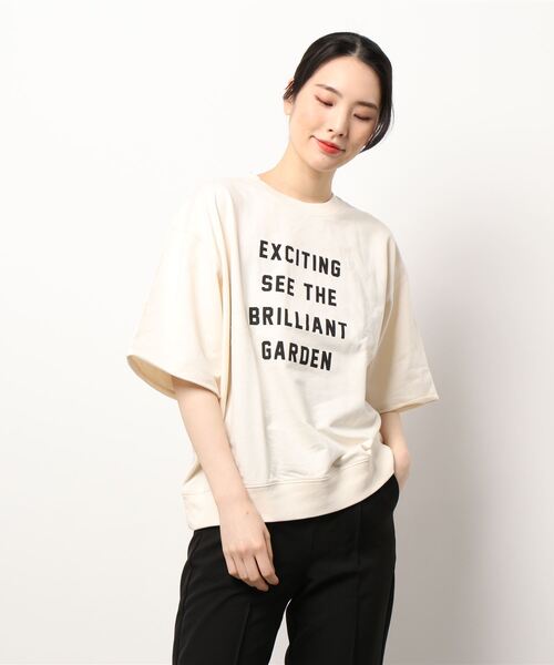 Samansa Mos2(サマンサ モスモス)の「インレイプリントTシャツ(Tシャツ/カットソー・レディース・カーキ/イエロー/チャコール/オフホワイト・フリ-)」の18枚目の写真