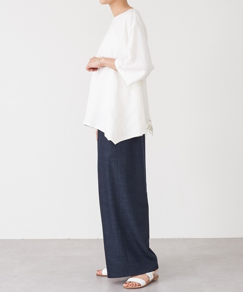 BEARDSLEY（ビアズリー）の「裾カット刺繍ブラウス（シャツ/ブラウス・レディース・ホワイト/ブラック・FREE）」の4枚目の写真