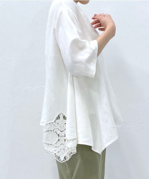 BEARDSLEY（ビアズリー）の「裾カット刺繍ブラウス（シャツ/ブラウス・レディース・ホワイト/ブラック・FREE）」の18枚目の写真