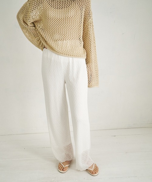 4youstory（フォーユーストーリー）の「【4youstory】レースニットパンツ（その他パンツ・レディース・レッド/グリーン/オフホワイト・FREE）」の2枚目の写真