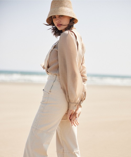 ALEXIA STAM（アリシアスタン）の「Sheer Puff Sleeve Blouse/シアーパフスリーブブラウス（シャツ/ブラウス・レディース・ベージュ/ブラウン/ブルー・FREE）」の3枚目の写真