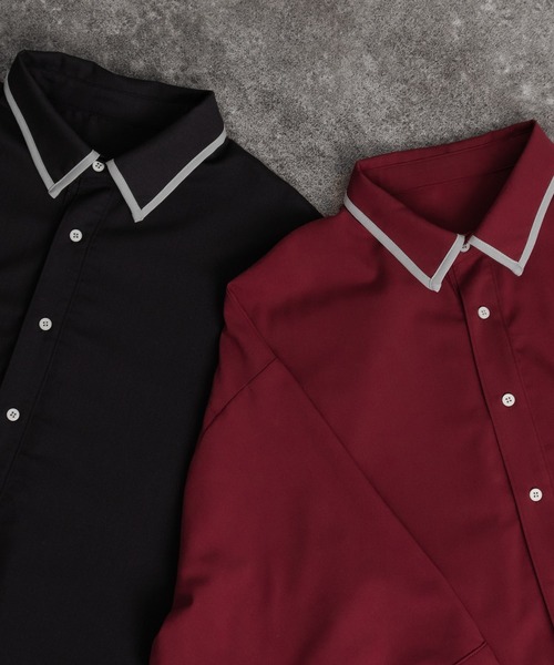 Adoon plain（アドーンプレーン）の「【Adoon plain】パイピング半袖シャツ（シャツ/ブラウス・メンズ・ブルー/オフホワイト/ボルドー/ブラック・LARGE/MEDIUM）」の21枚目の写真