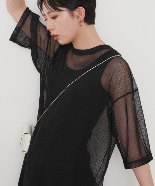 Aunt Marie's（アントマリーズ）の「メッシュロングワンピース（ワンピース・レディース・ベージュ/ブルー/ダークグリーン/ブラック・FREE）」の21枚目の写真