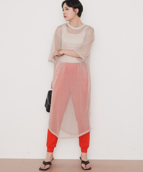 Aunt Marie's（アントマリーズ）の「メッシュロングワンピース（ワンピース・レディース・ベージュ/ブルー/ダークグリーン/ブラック・FREE）」の7枚目の写真