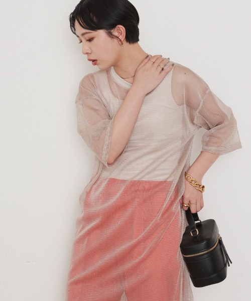 Aunt Marie's（アントマリーズ）の「メッシュロングワンピース（ワンピース・レディース・ベージュ/ブルー/ダークグリーン/ブラック・FREE）」の8枚目の写真