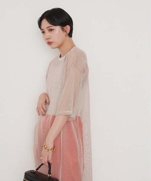 Aunt Marie's（アントマリーズ）の「メッシュロングワンピース（ワンピース・レディース・ベージュ/ブルー/ダークグリーン/ブラック・FREE）」の9枚目の写真